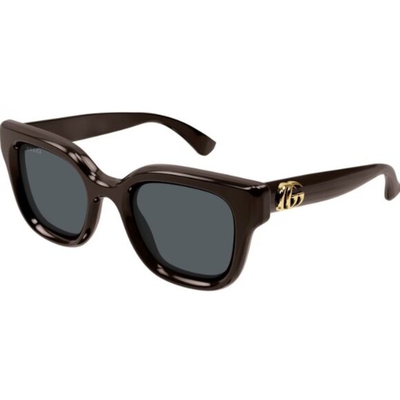 NEW GUCCI SUNGLASSES GUCCI GG1828S 004 SHINY SOLID BROWN EYEWEAR - Picture 1 of 5